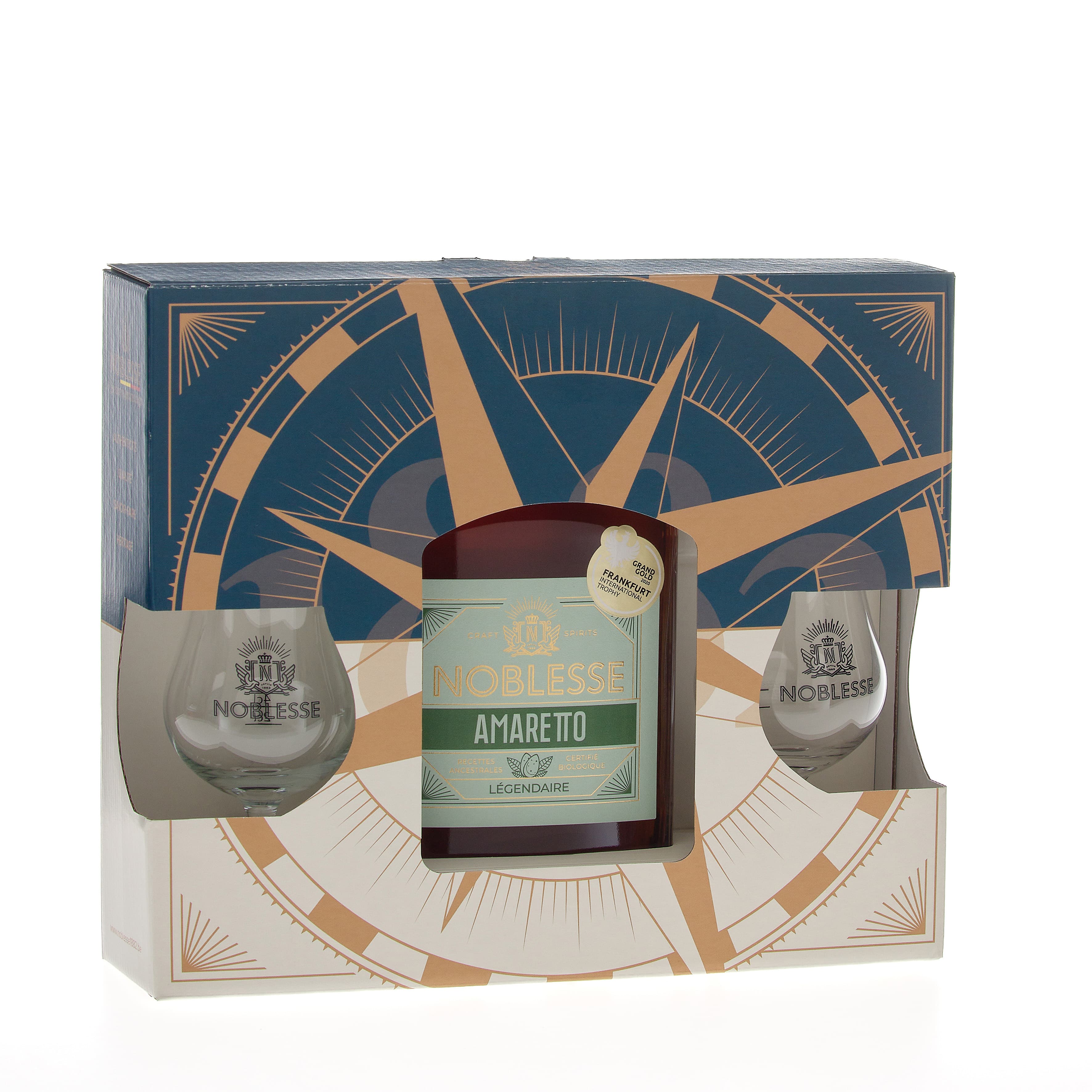 Biologische Amaretto doos + 2 glazen