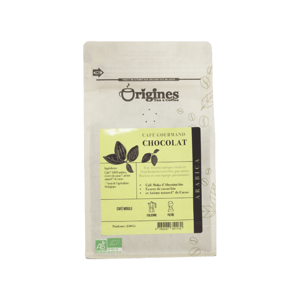 Café Chocolat Gourmand BIO - Moulu 250g