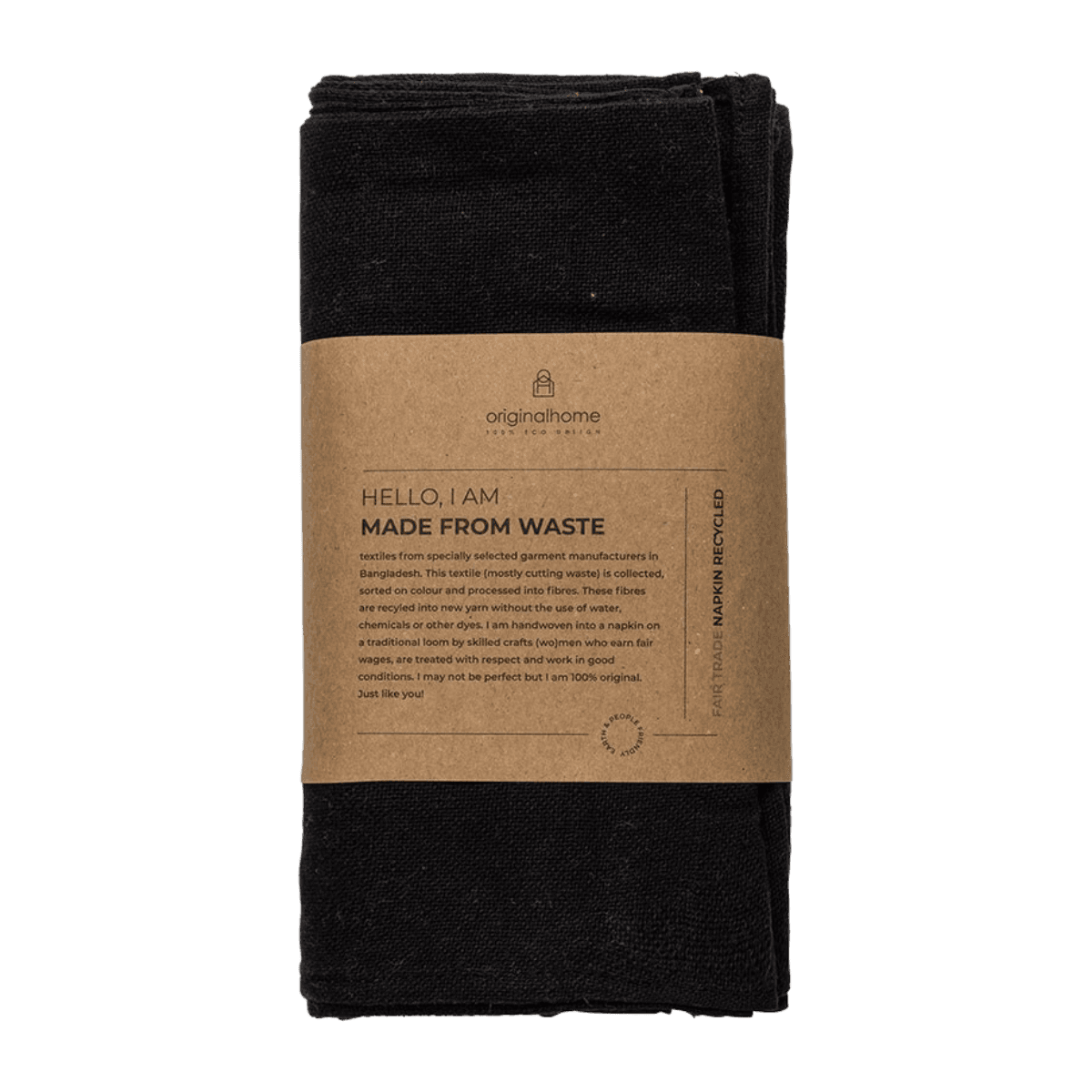 Serviettes de table x 4 - Noir - NAPKIN RECYCLED - BLACK S/4