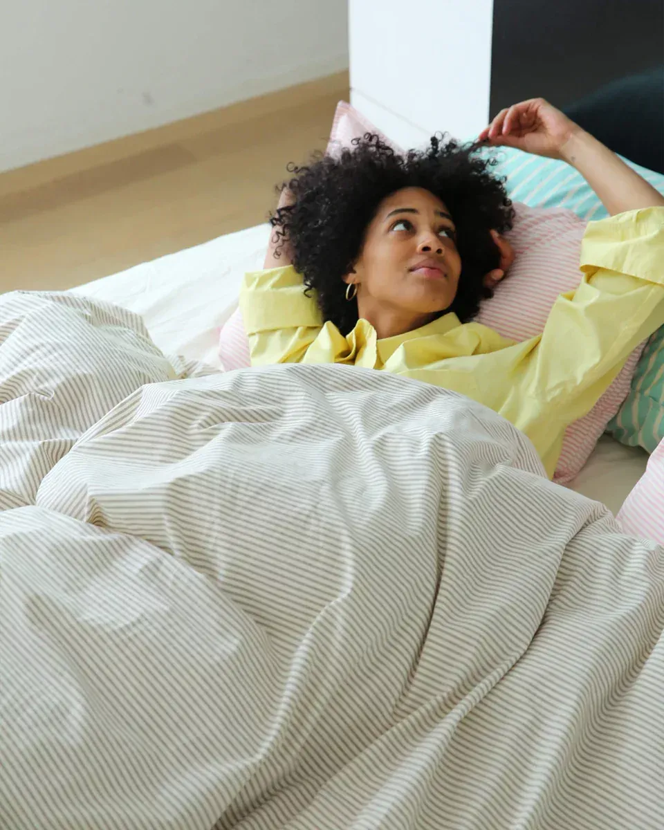 240X220 Perkaal 100% Katoen-Dekbedovertrek Stripe - Bruin-Ecru SP240BREC