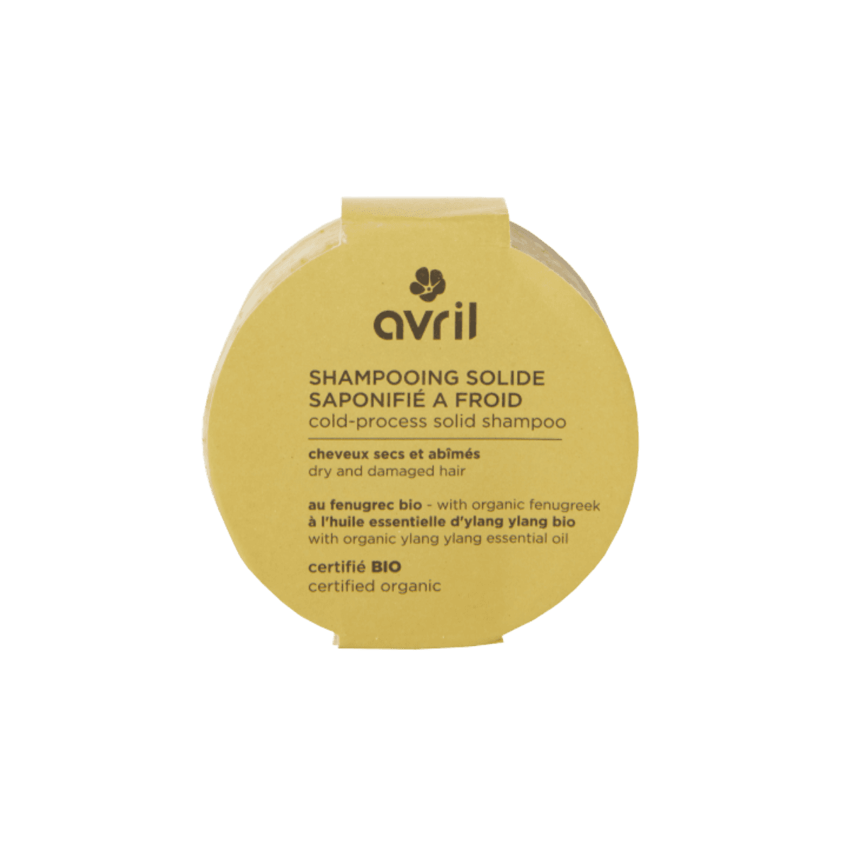 Shampoing solide saponifié à froid - Cheveux SECS ET ABÏMÉS 100g - Certifié Bio