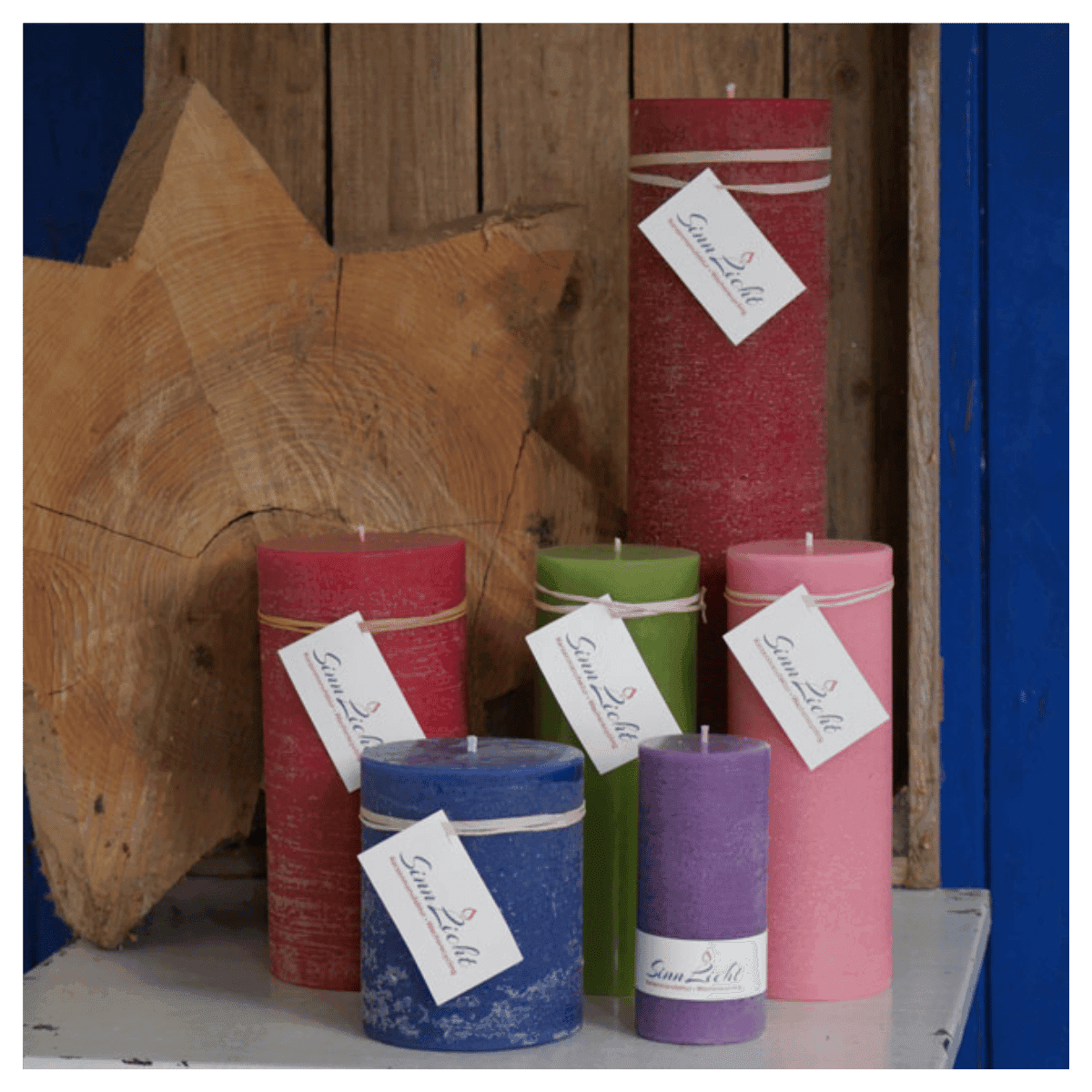 Bougie pilier lilas rustique 65x190 - SinnLicht