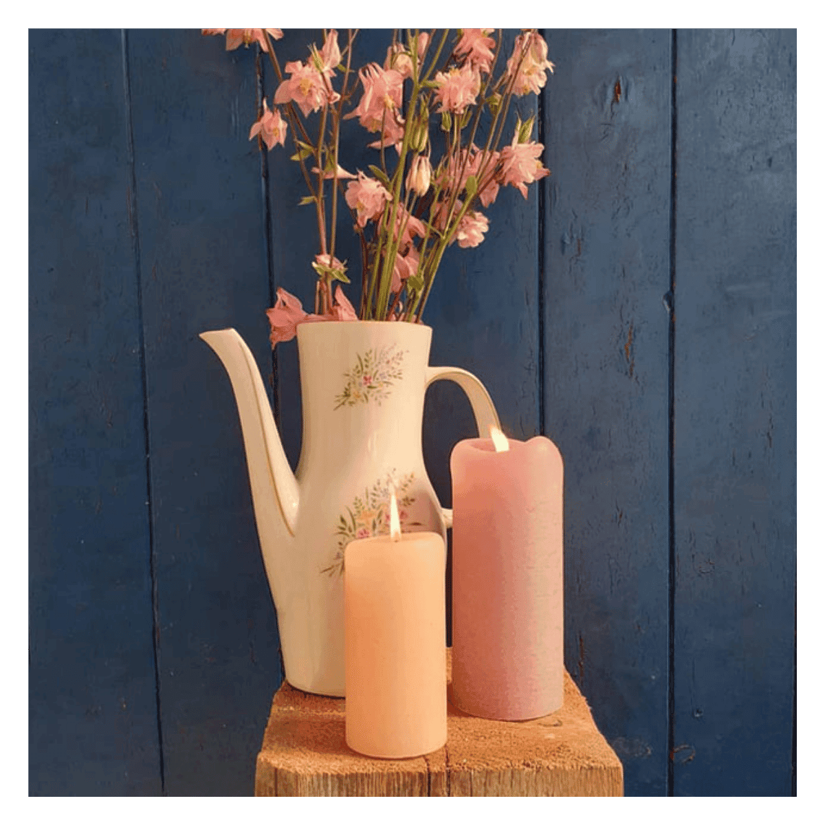 Bougie pilier rose rustique 65x190 - SinnLicht