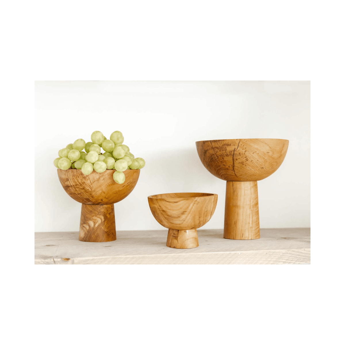 Coupe sur pied en teck - Grande - BOWL ON FOOT RECLAIMED - L