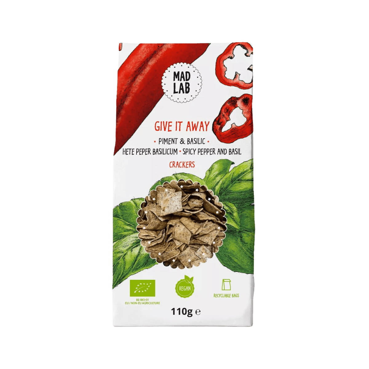 Biologische chili- en basilicumcrackers - GIVE IT AWAY