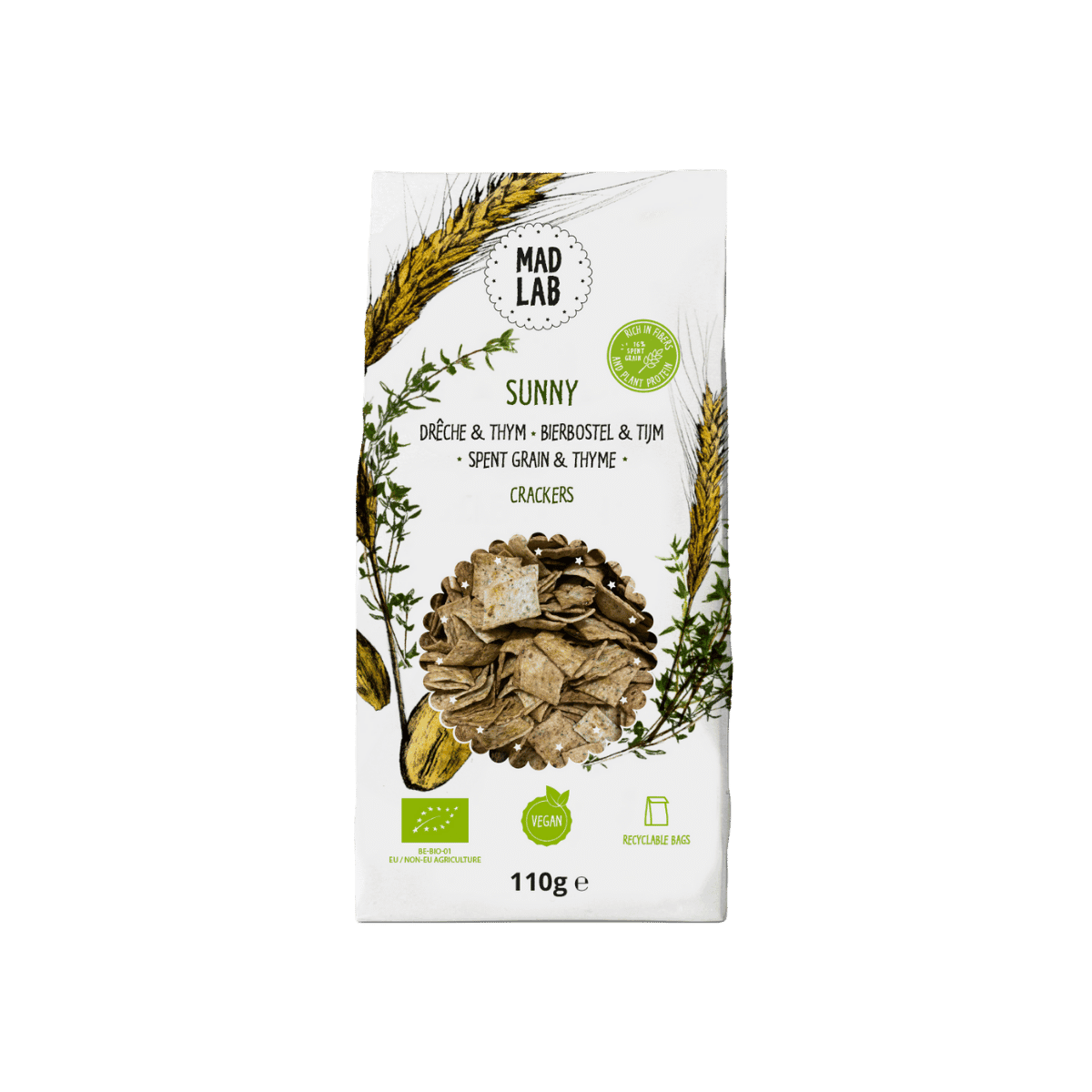 Crackers à la drêche et au thym BIO - SUNNY