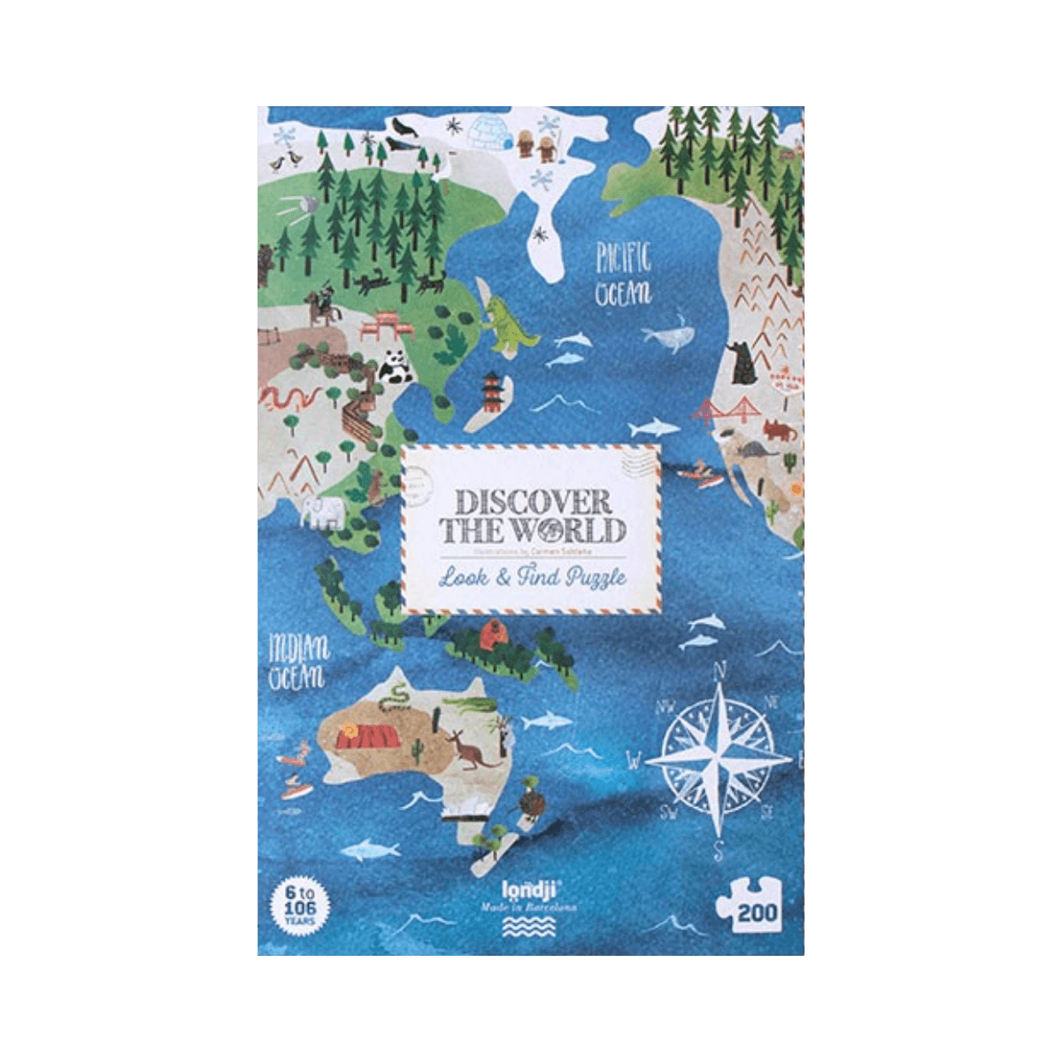 Observatiepuzzel 200 stukjes - 6 jaar en ouder - DISCOVER THE WORLD PUZZLE