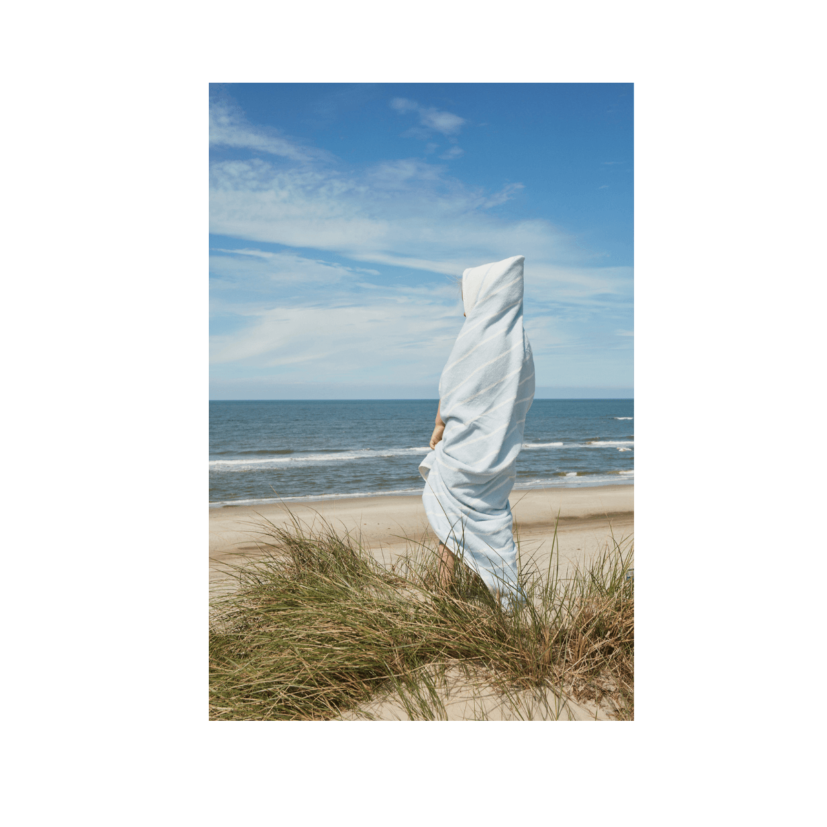 Badcape - Raita - Wit en lichtblauw