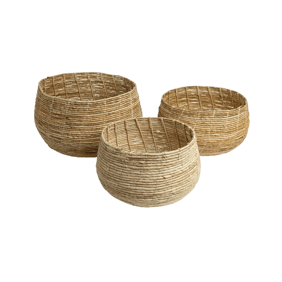 Set de 3 paniers en Abaca - Clair - ABACA FLOOR BASKET NATURAL