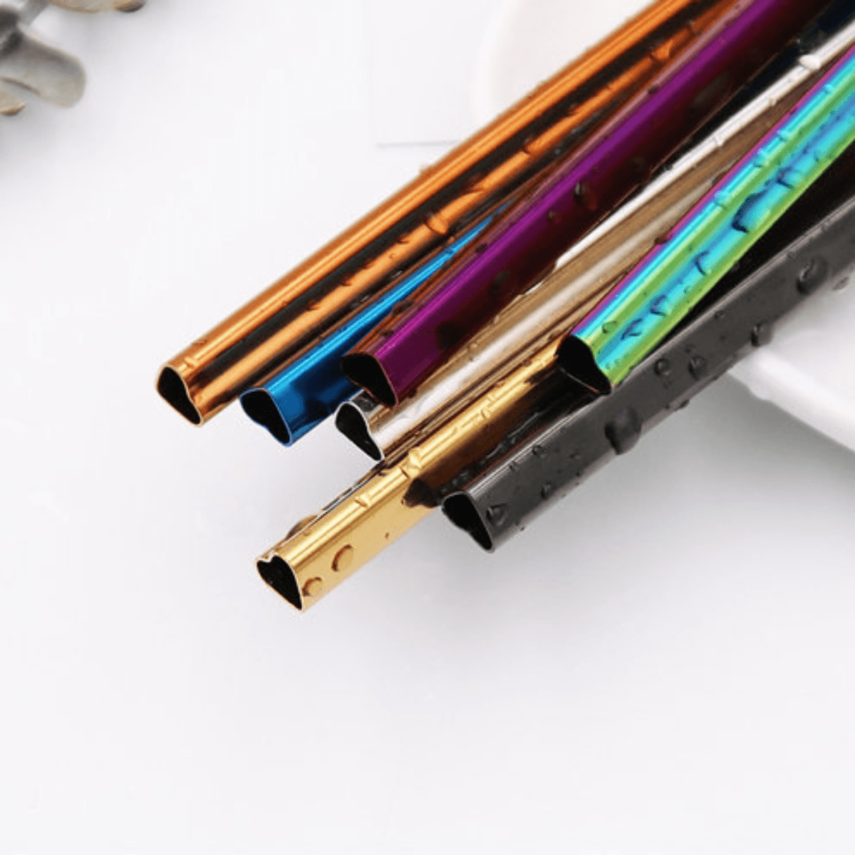 Set van 6 hart rietjes - Mix van kleuren