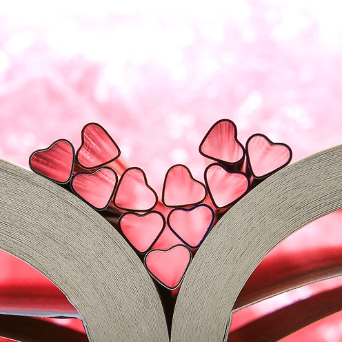 Set van 6 hart rietjes - Mix van kleuren