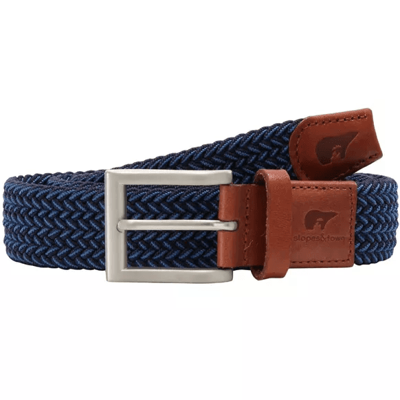 Ceinture tissée recyclée bleu marine et bleu clair Tommy 105cm