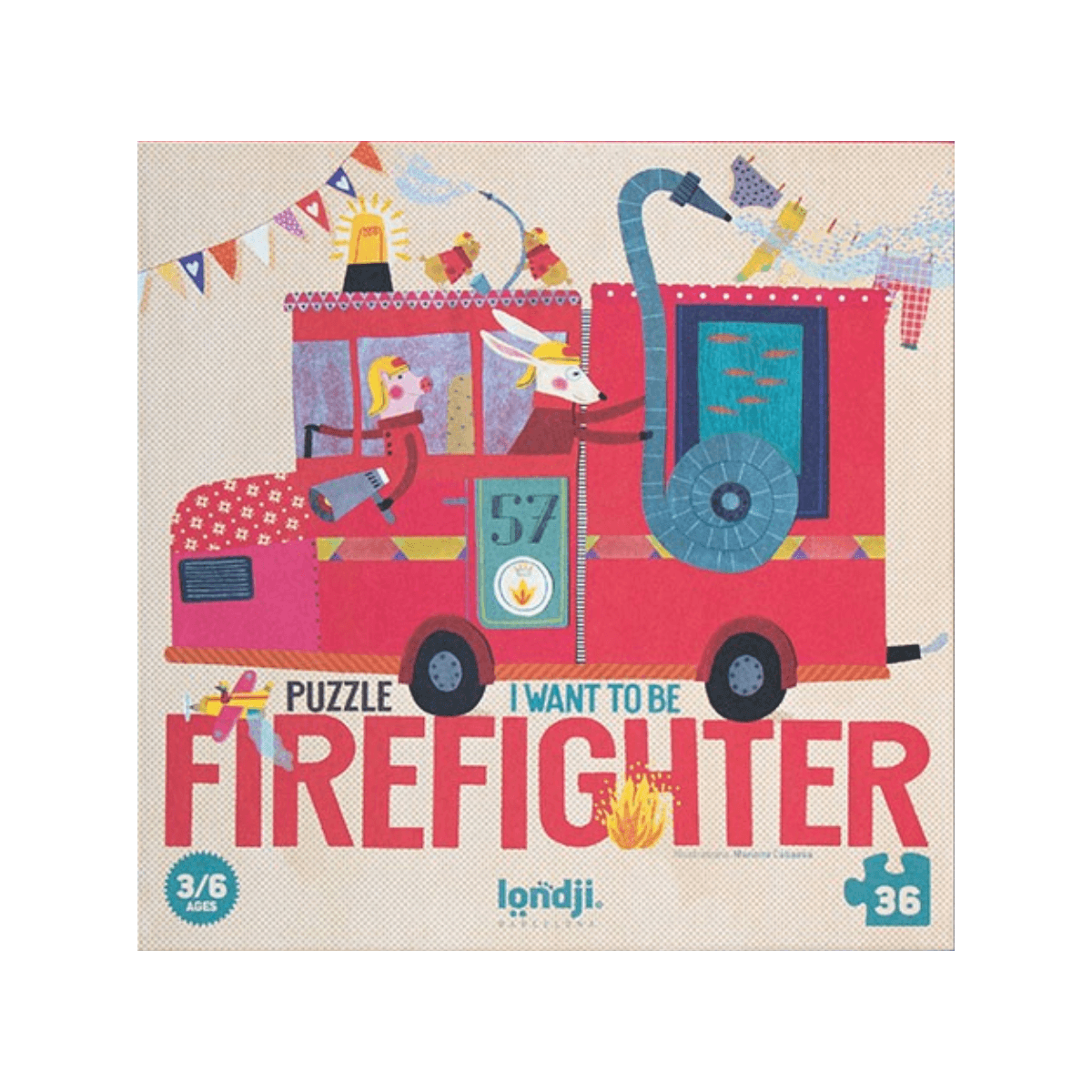 Puzzle 36 pc - 3 - 6 ans - I WANT TO BE FIREFIGHTER PUZZLE