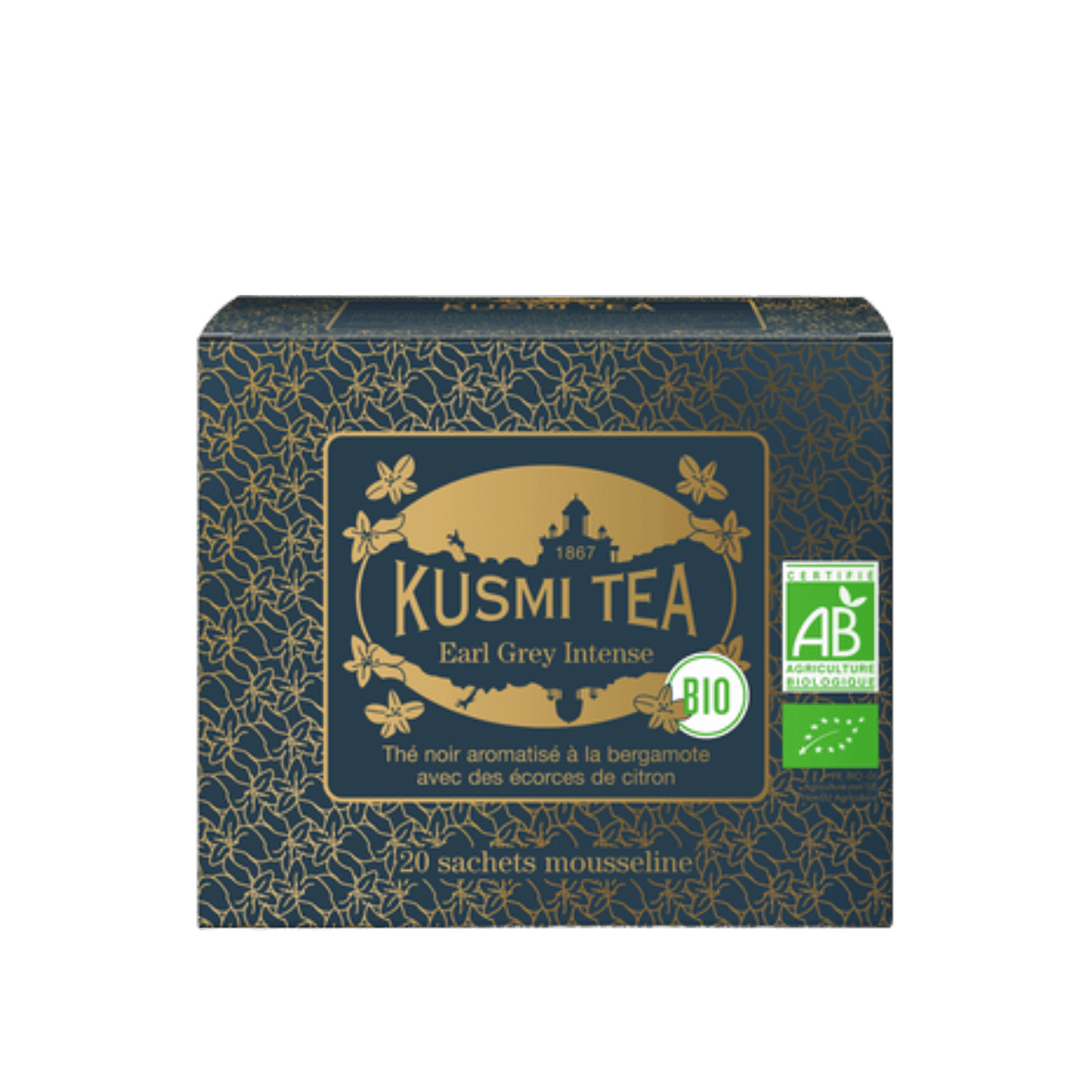 Thé noir bergamote BIO - Earl Grey Intense - Etui 20 sachets mousseline - 40gr