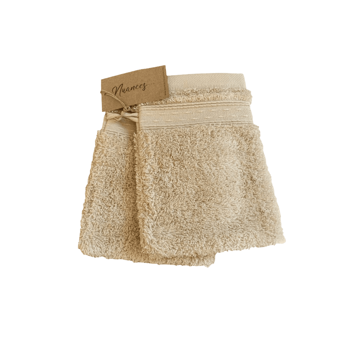 Ensemble de 2 gants de toilette - 15 x 21 cm - COEUR DE MACADAMIA