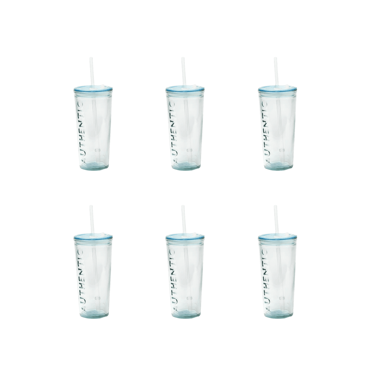 6 pak gerecycleerde glazen reismokken + rietjes