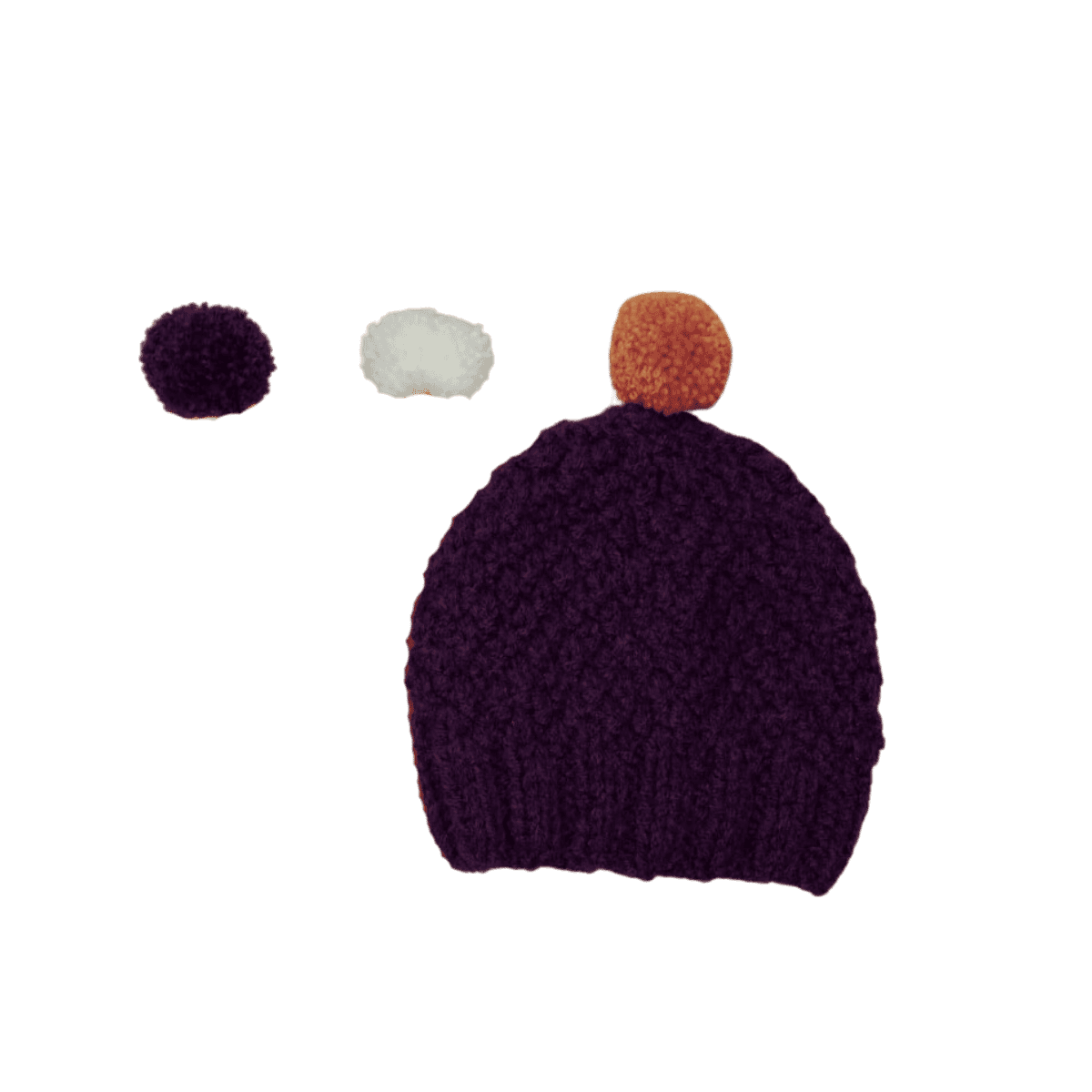 Blauwe muts met 3 verwisselbare pompons