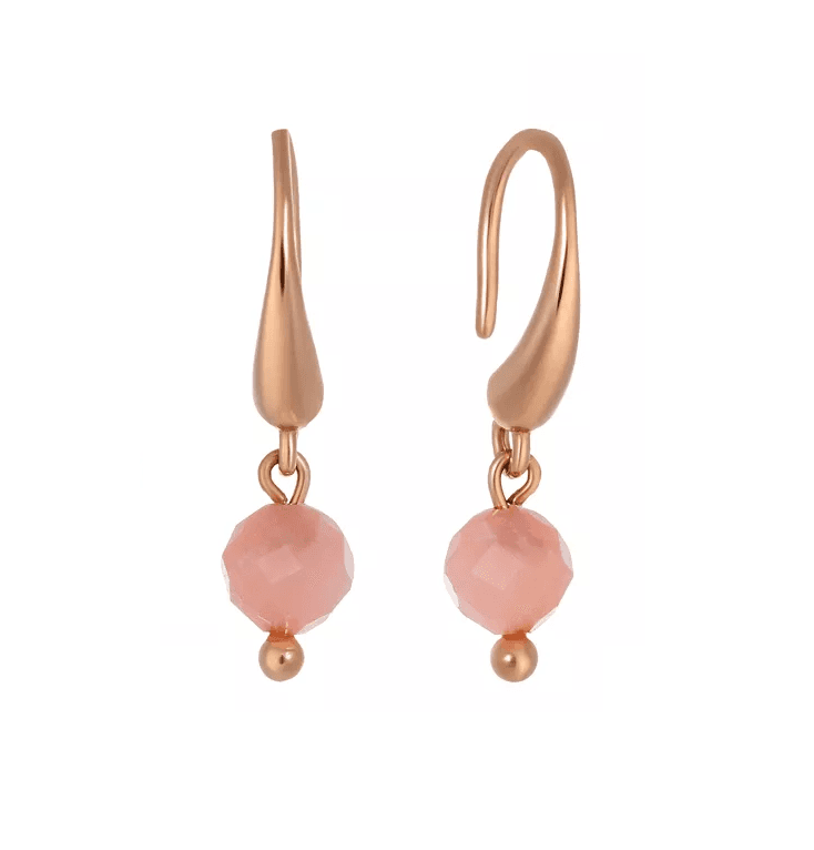 Boucles d'oreilles avec pierre naturelle IMPRESSION Doré & Opale Rose