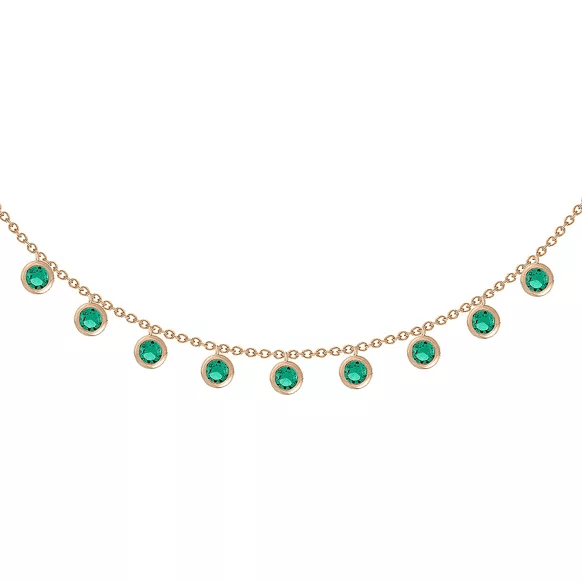 Crew-ketting MADEMOISELLE verguld 3 microns et Zircon Vert Émeraude