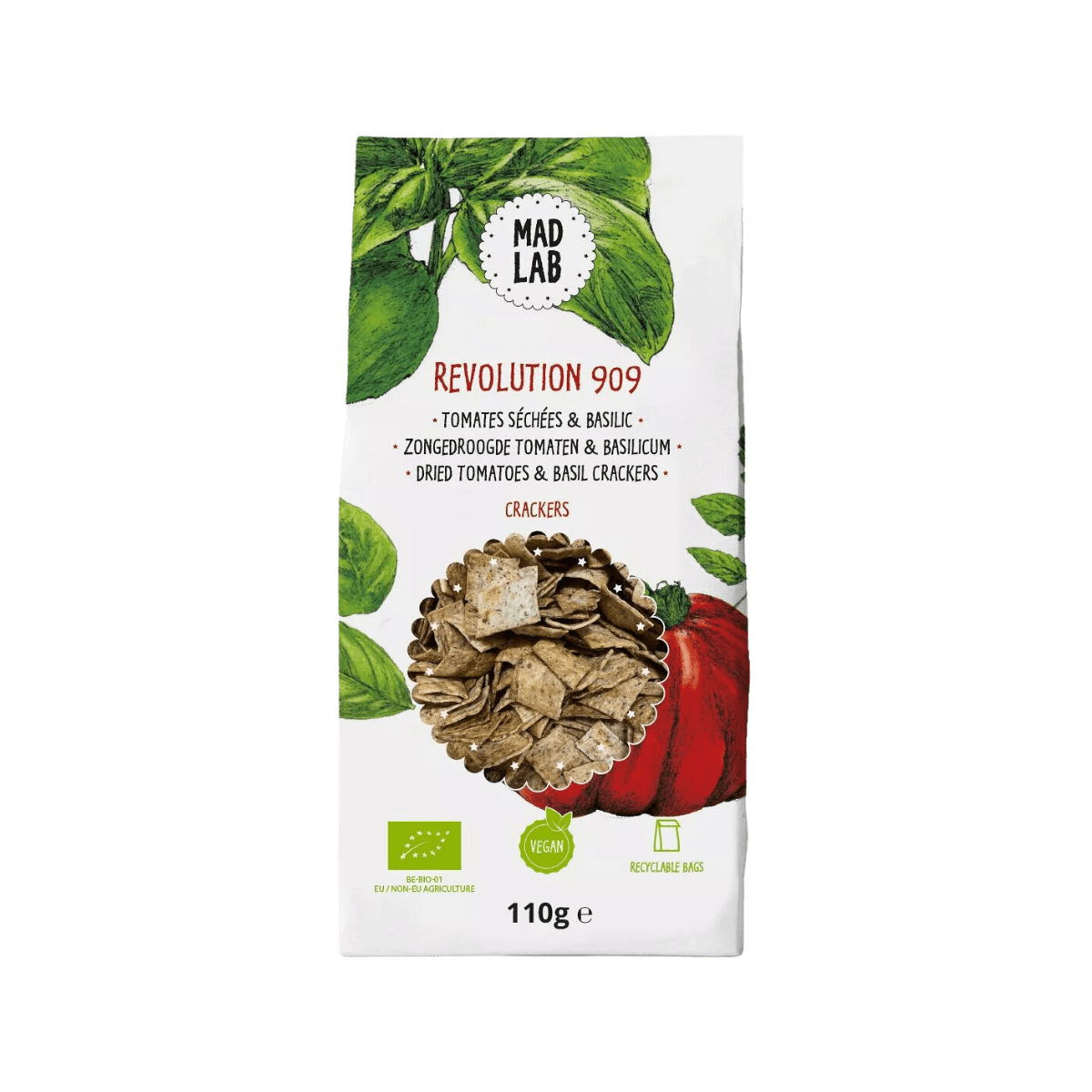 Crackers à la tomate et basilic BIO - REVOLUTION 909