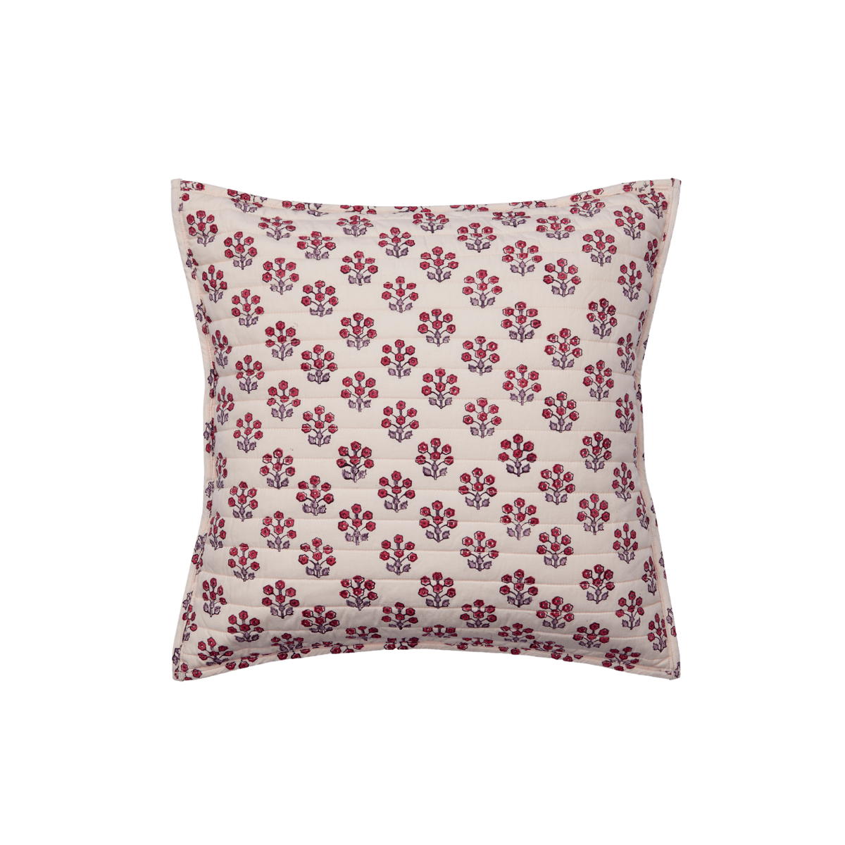 Housse de coussin carrée matelassée - Pink flower