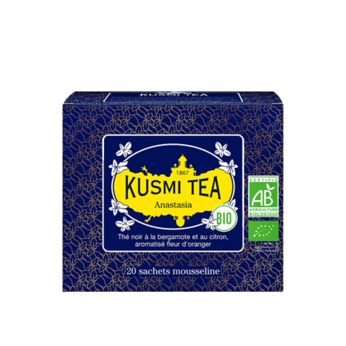 Thé noir earl grey citron BIO - Anastasia - Etui 20 sachets mousseline - 40gr