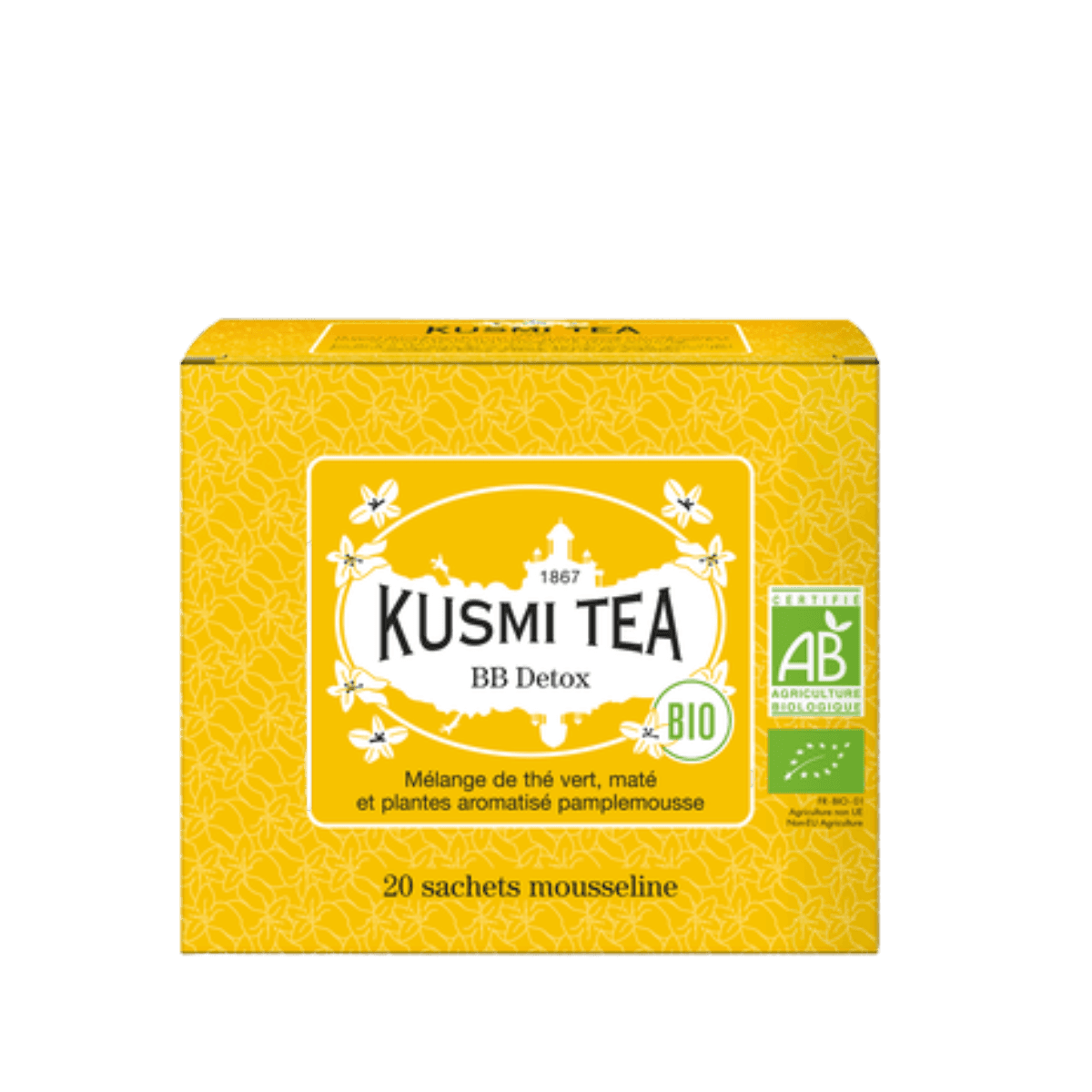 Thé vert maté pamplemousse BIO - BB Detox - Etui 20 sachets mousseline - 40gr