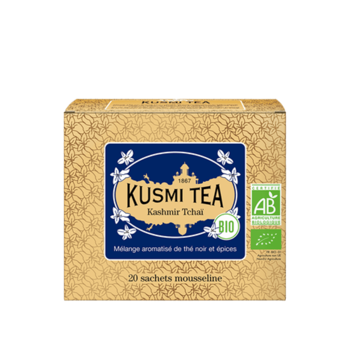 Thé noir aux épices Chaï BIO - Kashmir Tchaï - Etui 20 sachets mousseline - 40gr