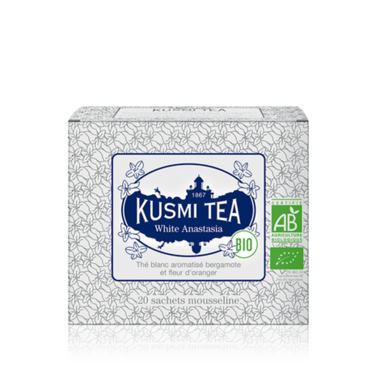 Thé blanc bergamote fleur d'oranger BIO - White Anastasia - Etui 20 sachets mousseline - 40gr