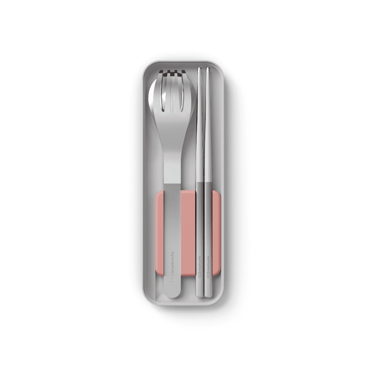 MB Slim Box Trio Baguettes Rose Flamingo - Les couverts nomades en acier inoxydable - Monbento