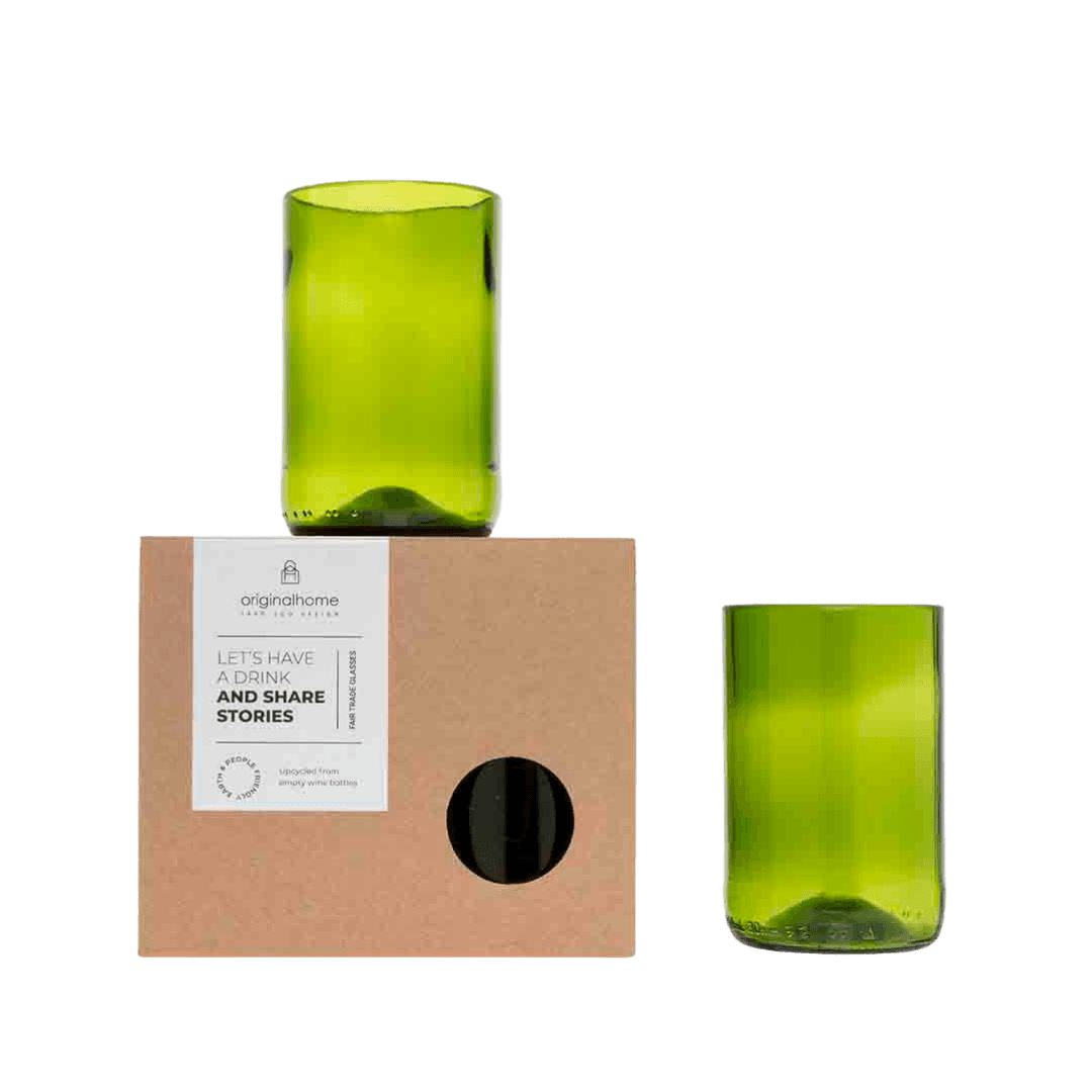 Set de 2 verres en bouteille recyclée - Grand modèle - Vert - GLASS M SET OF 2 - GREEN