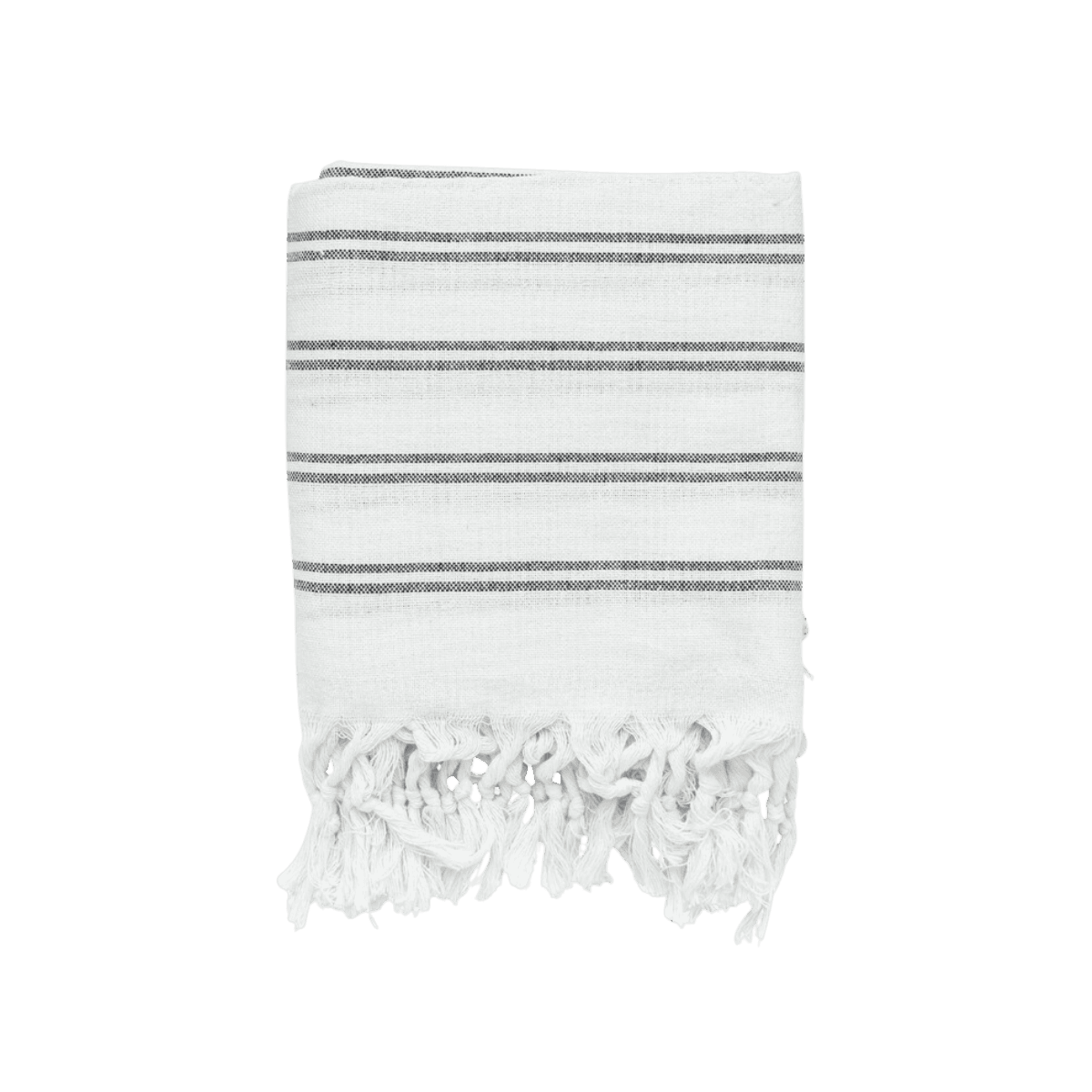 Plaid à franges - CLOTH RECYCLED – WHITE/STRIPED BLACK