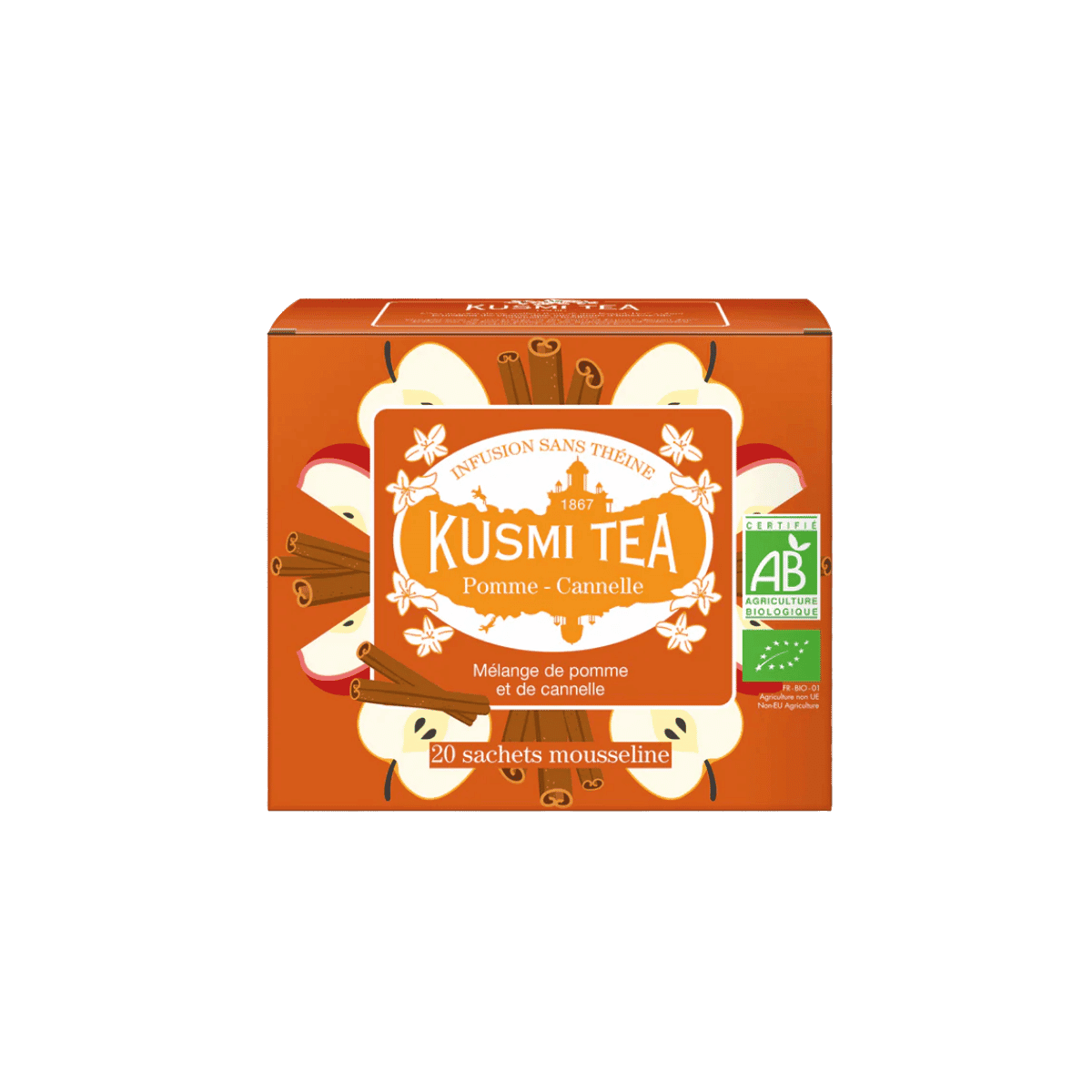 Kusmi Tea Bio Appel-Kaneel – Doos met 20 mousselinezakjes (28 g) - Kusmi Tea