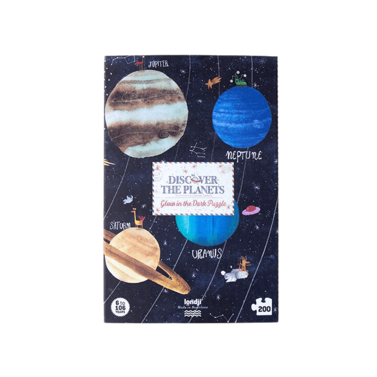 Glow in the Dark puzzel 200 stukjes - 6 jaar en ouder - ONTDEK DE PLANETEN PUZZEL - Londji