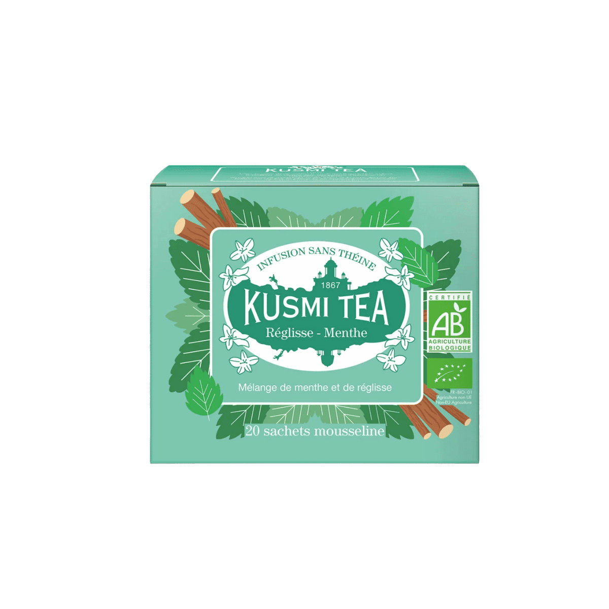 Réglisse-menthe bio - Etui 20 sachets mousseline - 24gr - Kusmi Tea