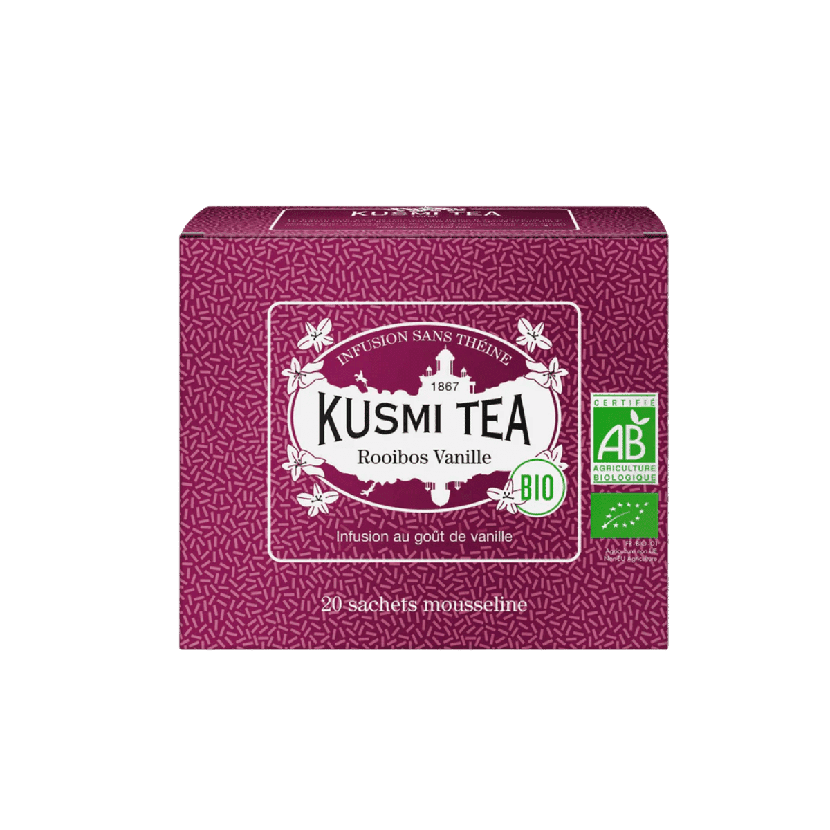 Kusmi Tea Bio Rooibos Vanille – Doos met 20 mousselinezakjes (40 g) - Kusmi Tea