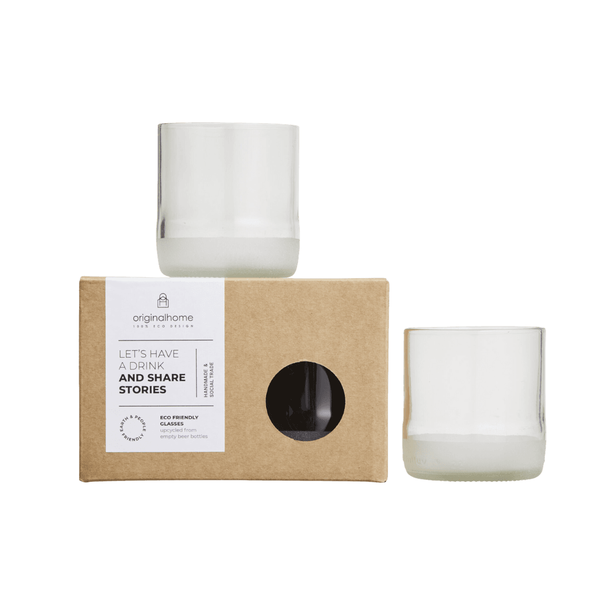 Set de 2 verres à bière en bouteille recyclée - Grand modèle - Clear - Upcycled Beer Bottle Glasses Medium