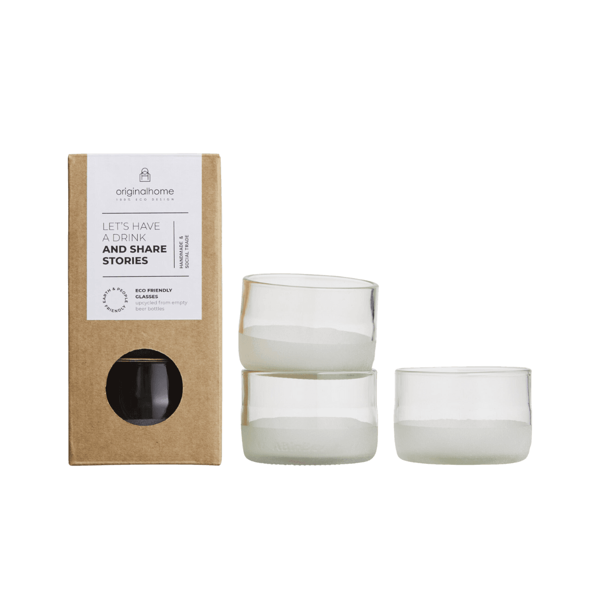 Set de 3 verres à bière en bouteille recyclée - Petit modèle - Clear - Upcycled Beer Bottle Glasses Small