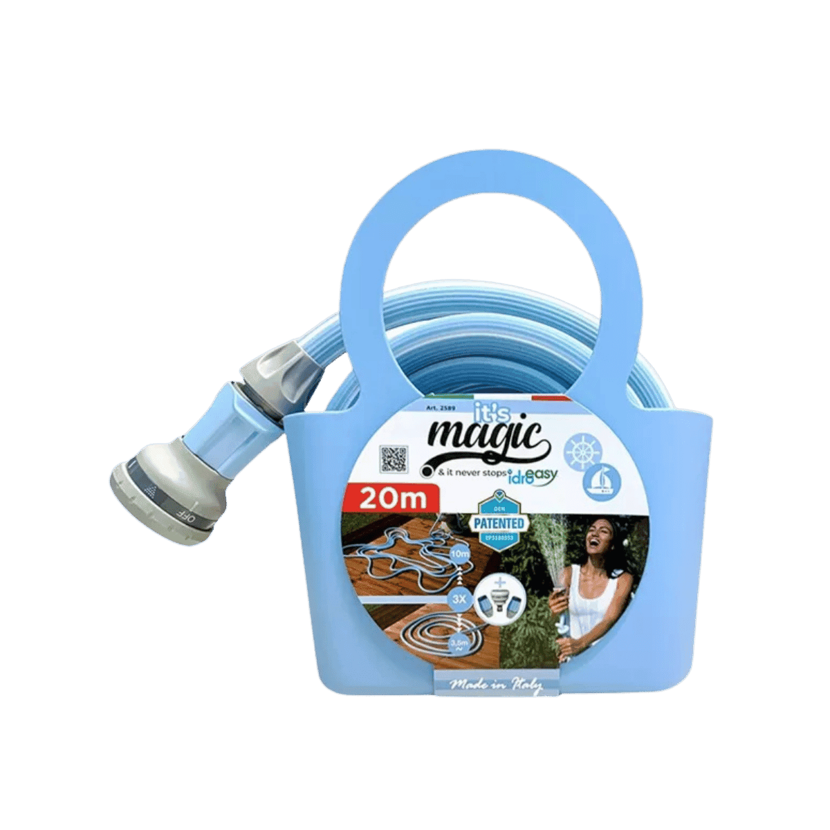 Tuyau extensible de 20 mètres avec sac et pomme de douche multifonction brevetée