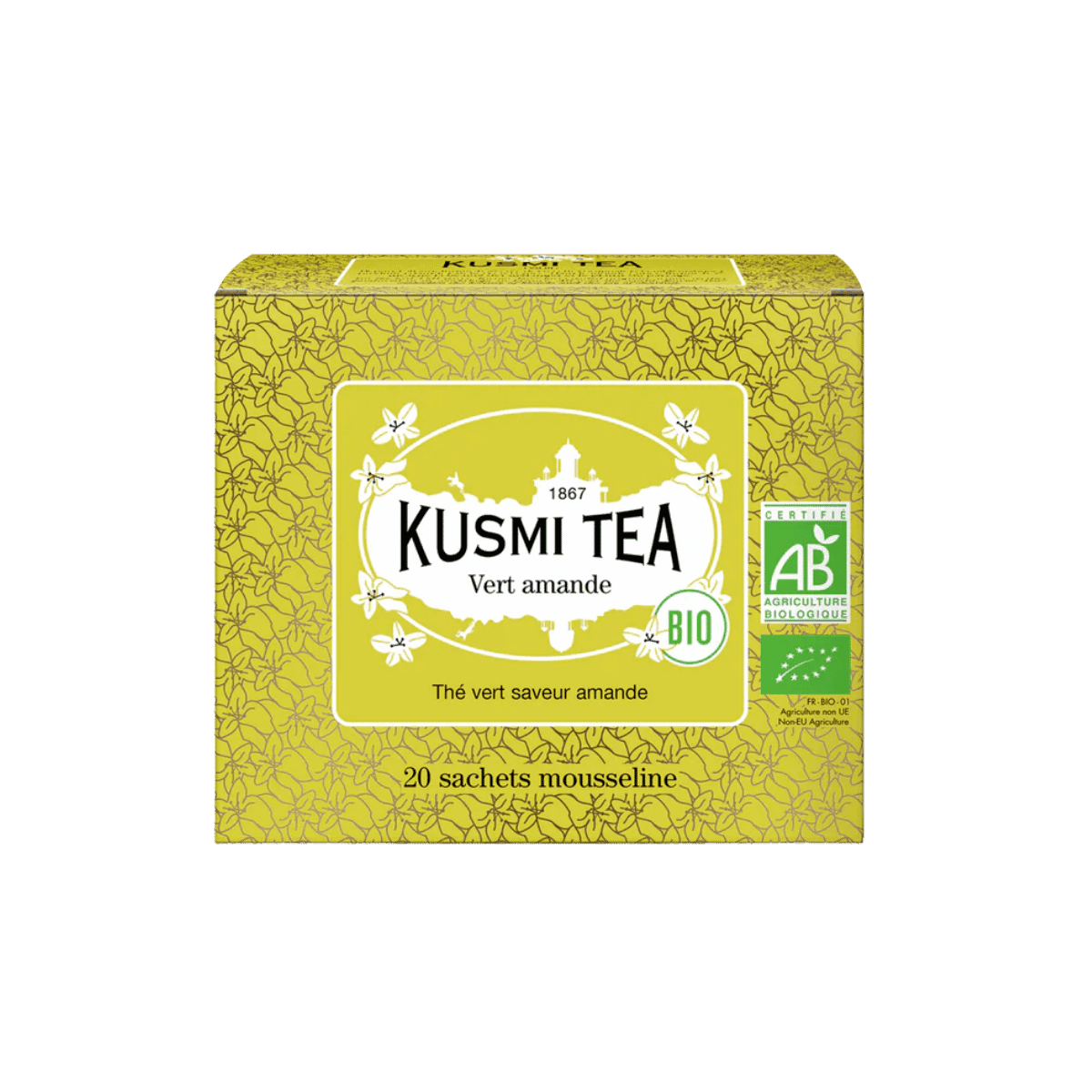 Kusmi Tea Bio Groene Thee Amandel – Doos met 20 mousselinezakjes - Kusmi Tea